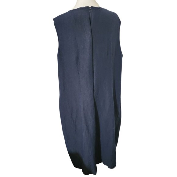 Coldwater Creek Womens Navy Sleeveless Linen Blend Dress W/ Back Zipper Size 20W - Picture 3 of 6